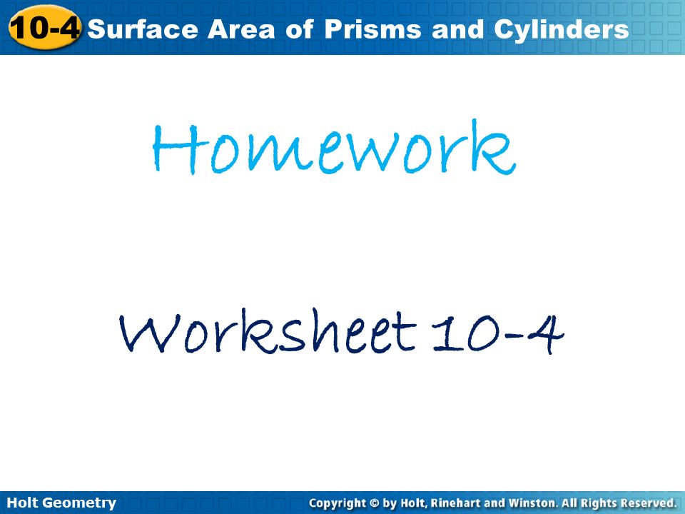 Homework Worksheet 10-4