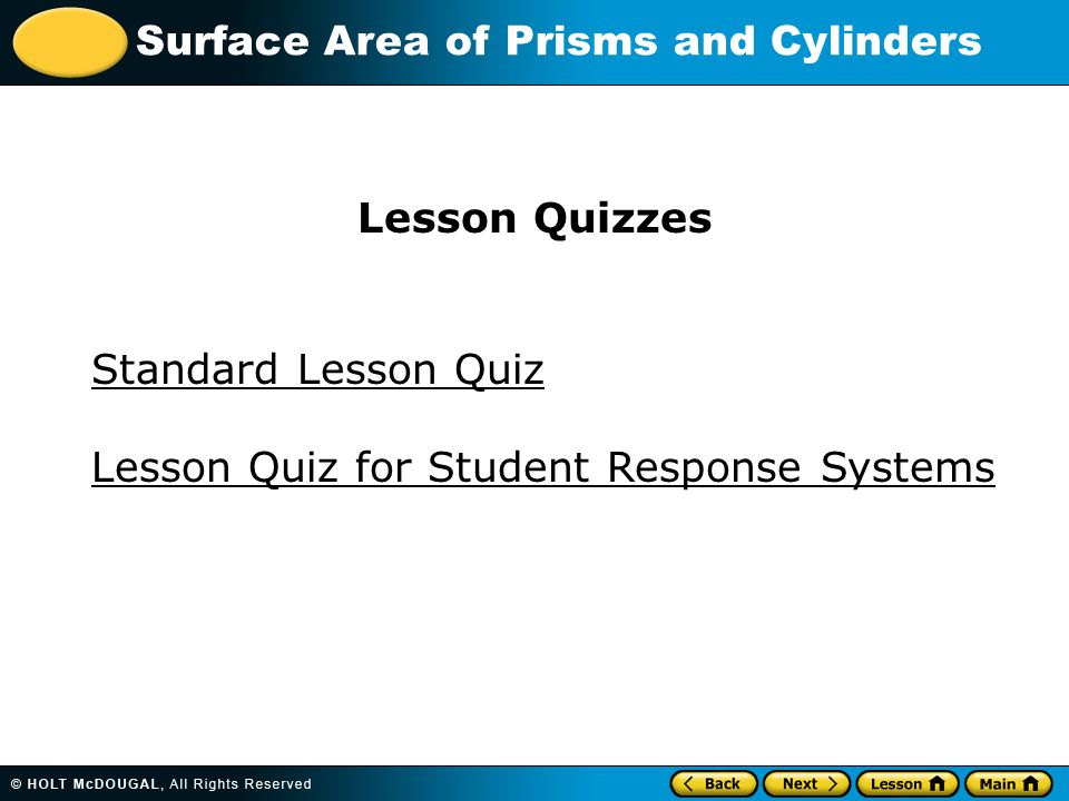 Lesson Quiz for Student Response Systems