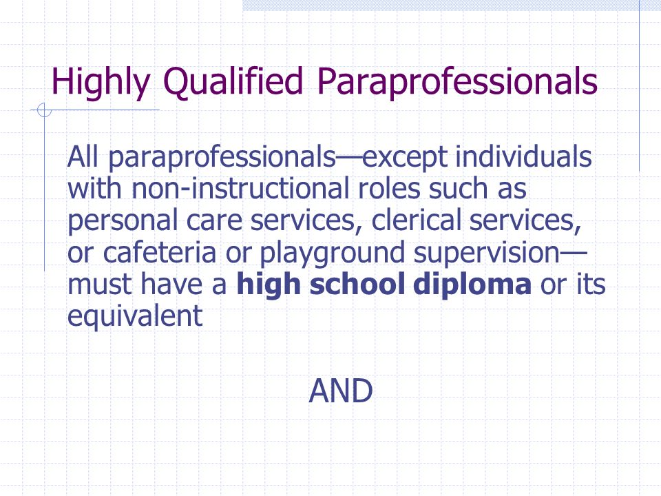 Highly Qualified Paraprofessionals