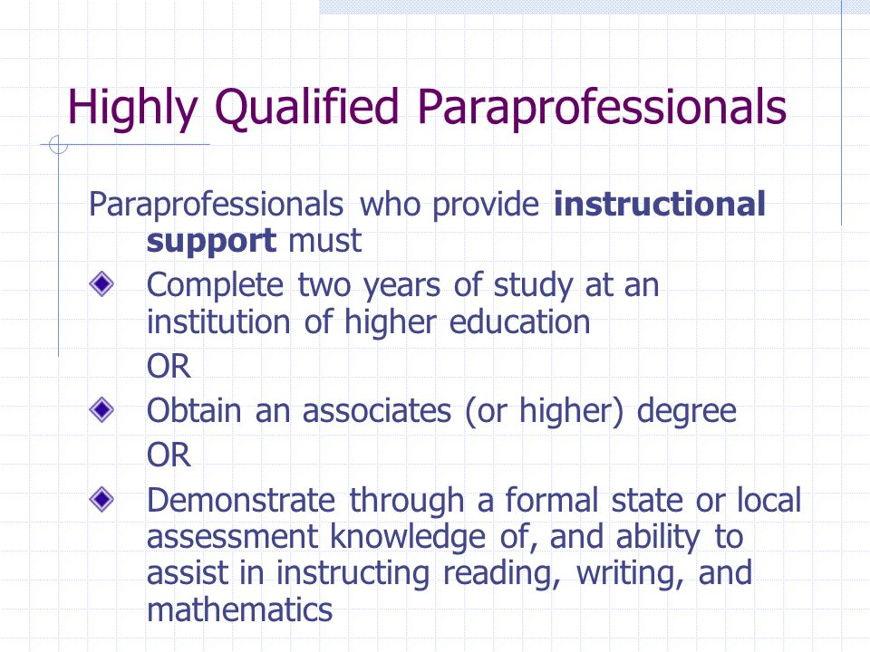 Highly Qualified Paraprofessionals