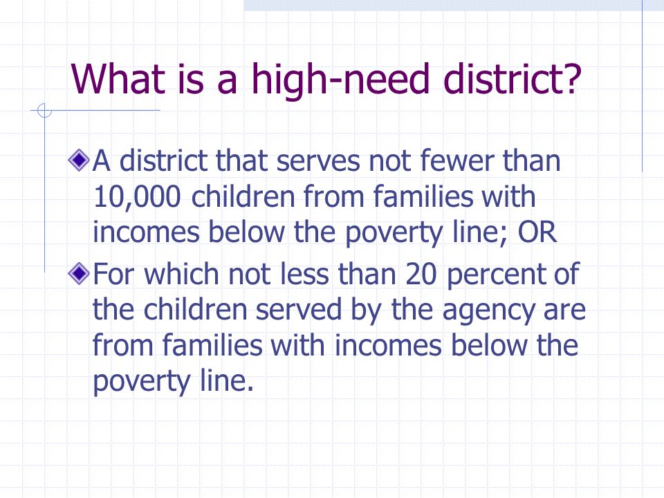 What is a high-need district