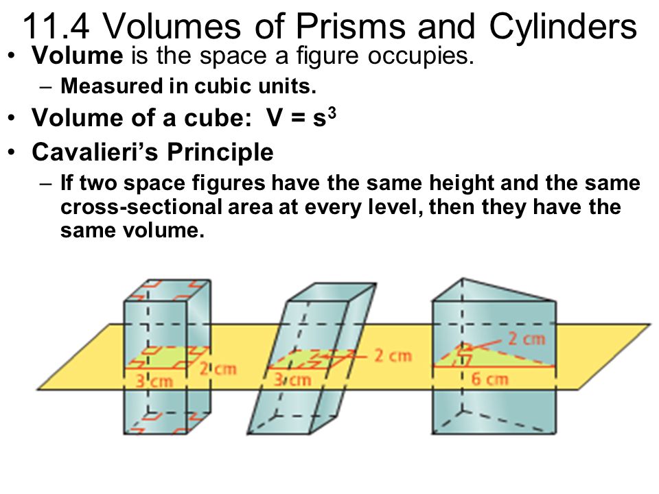 11.4 Volumes of Prisms and Cylinders