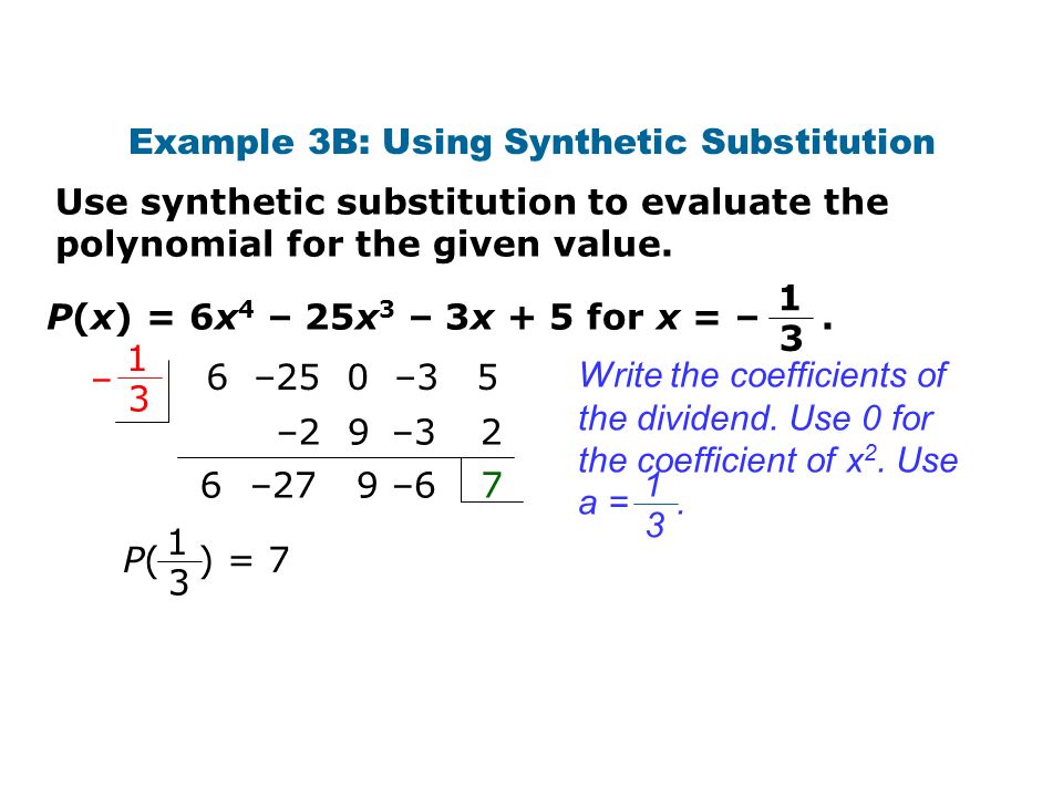 Example 3B: Using Synthetic Substitution