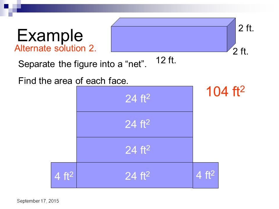 Example 104 ft2 24 ft2 24 ft2 24 ft2 4 ft2 4 ft2 24 ft2 2 ft.