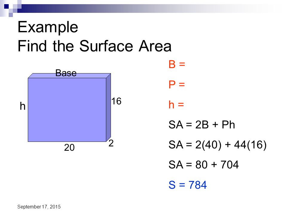 Example Find the Surface Area