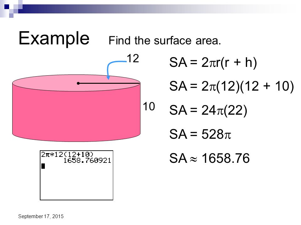 Example Find the surface area.