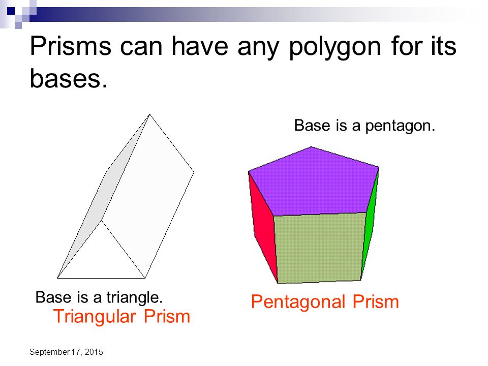 Prisms can have any polygon for its bases.