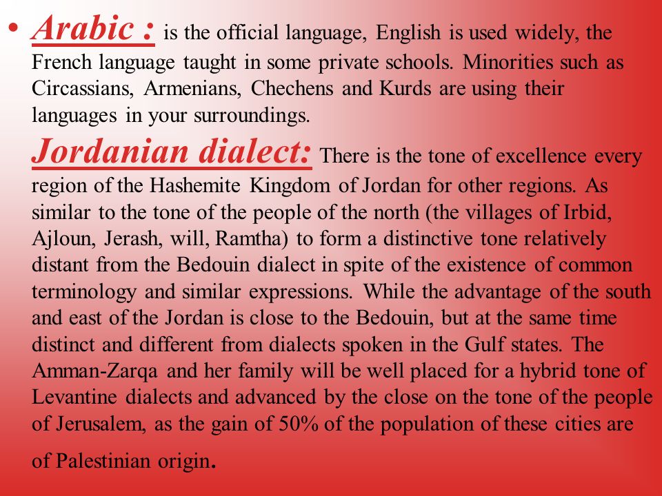 language used in jordan