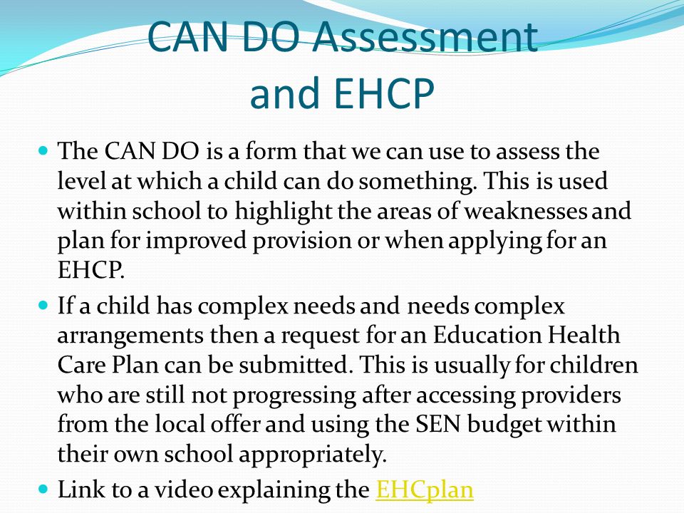 CAN DO Assessment and EHCP