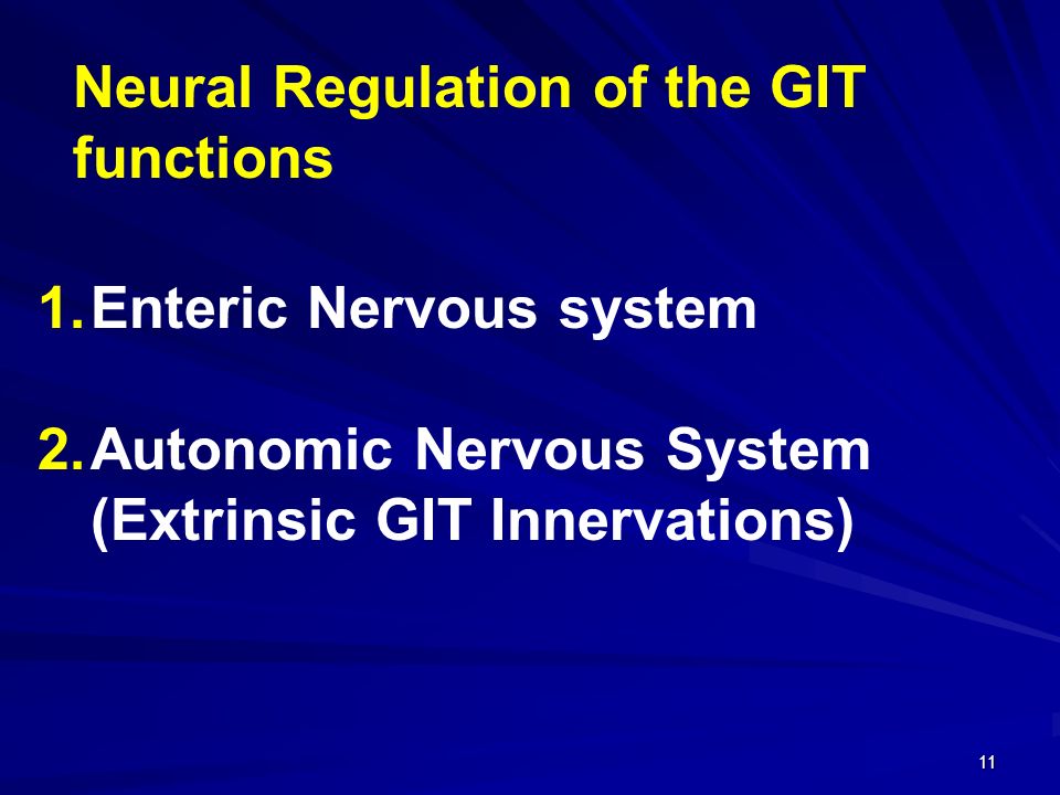 Neural Regulation of the GIT functions