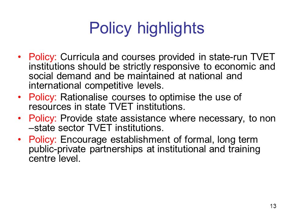 Policy highlights
