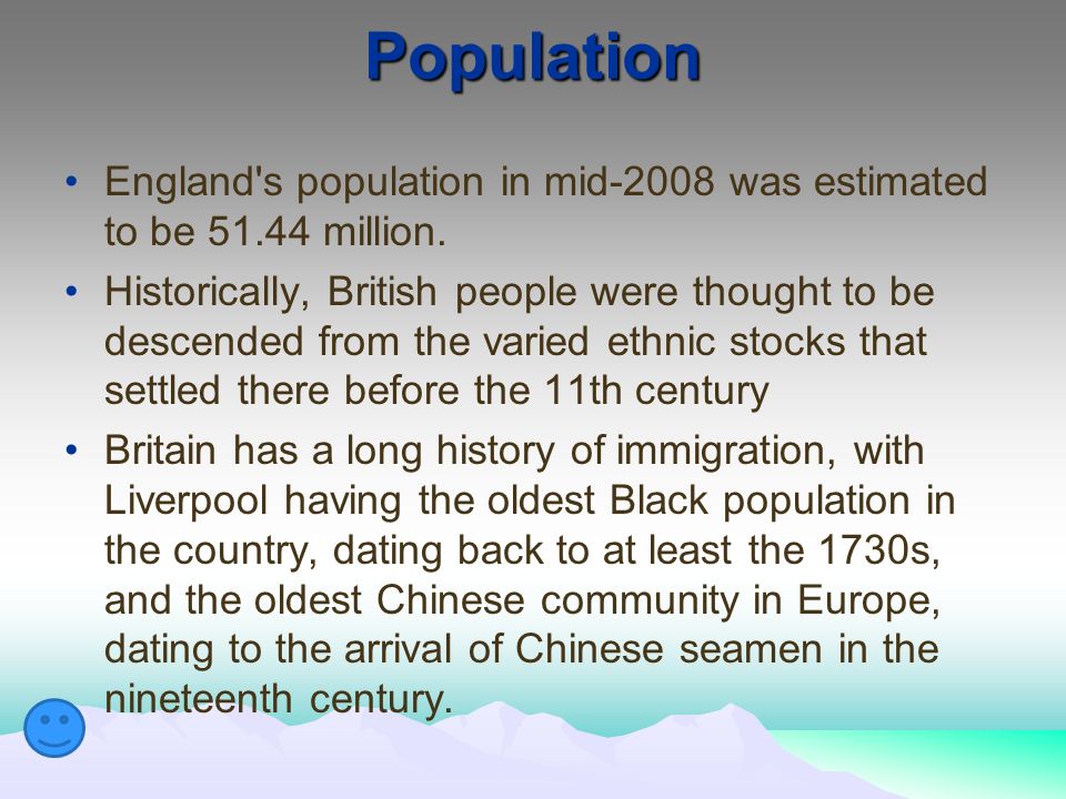 Population England s population in mid-2008 was estimated to be million.