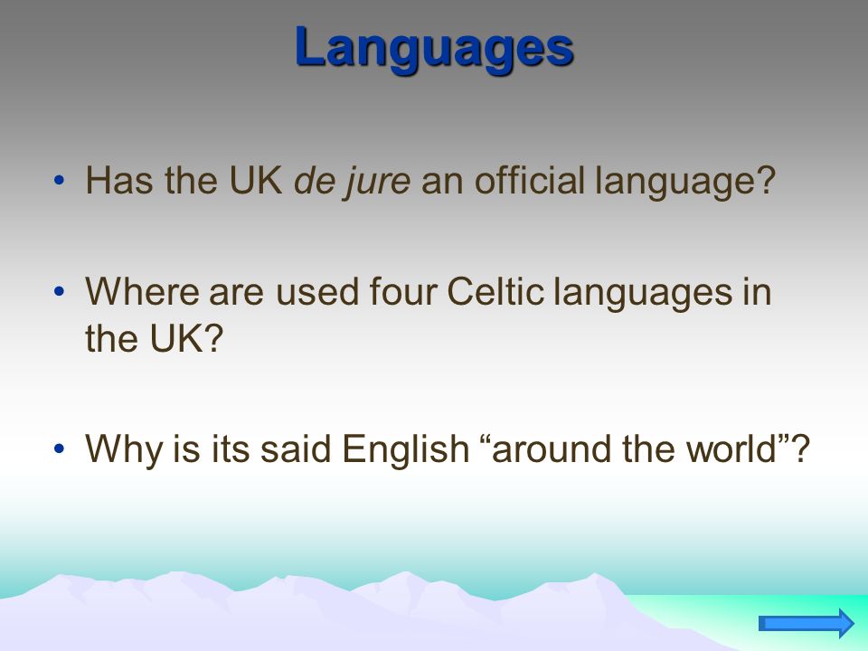 Languages Has the UK de jure an official language