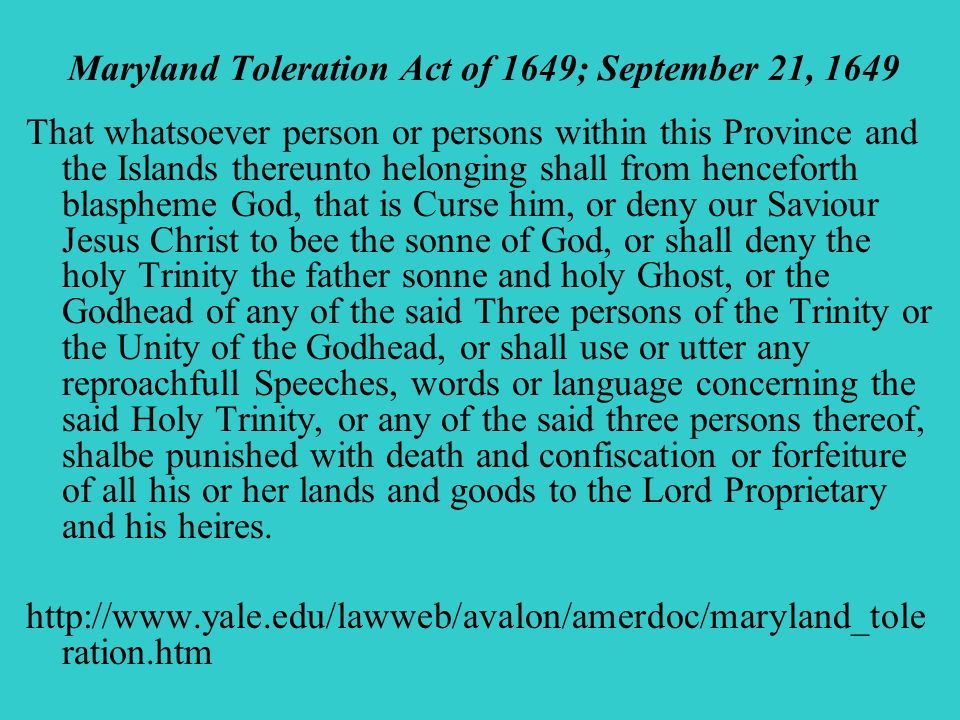 the maryland toleration act