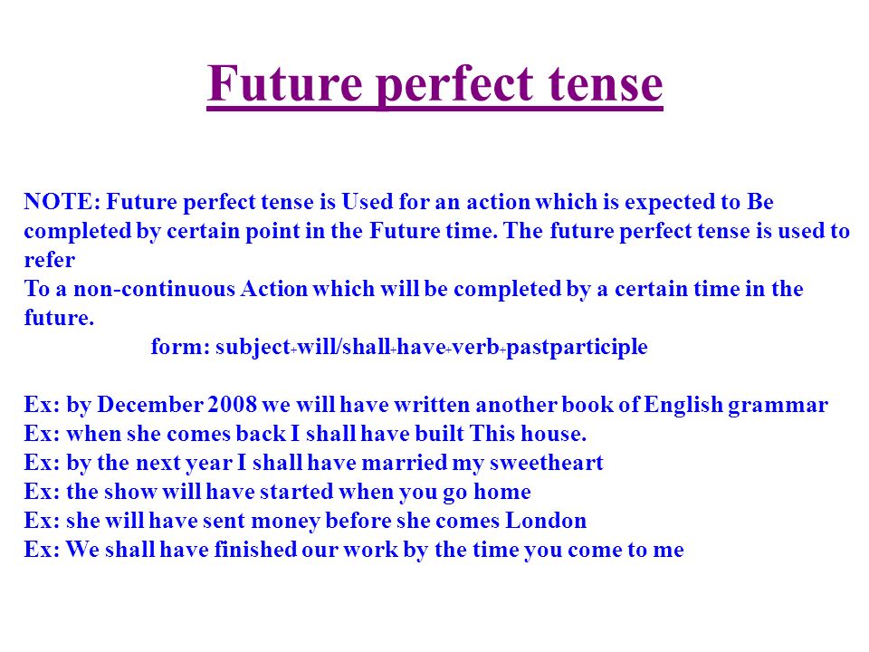 Future perfect tense