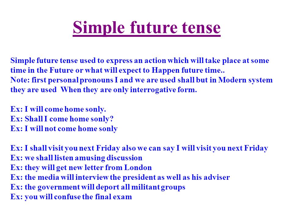 Simple future tense
