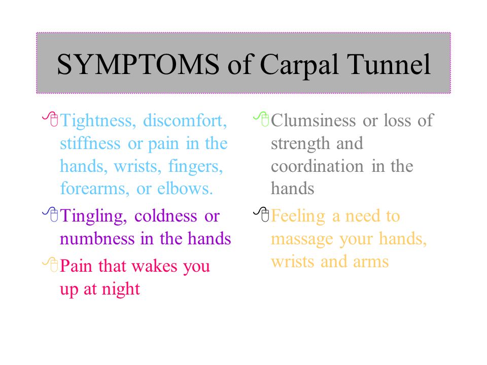 SYMPTOMS of Carpal Tunnel
