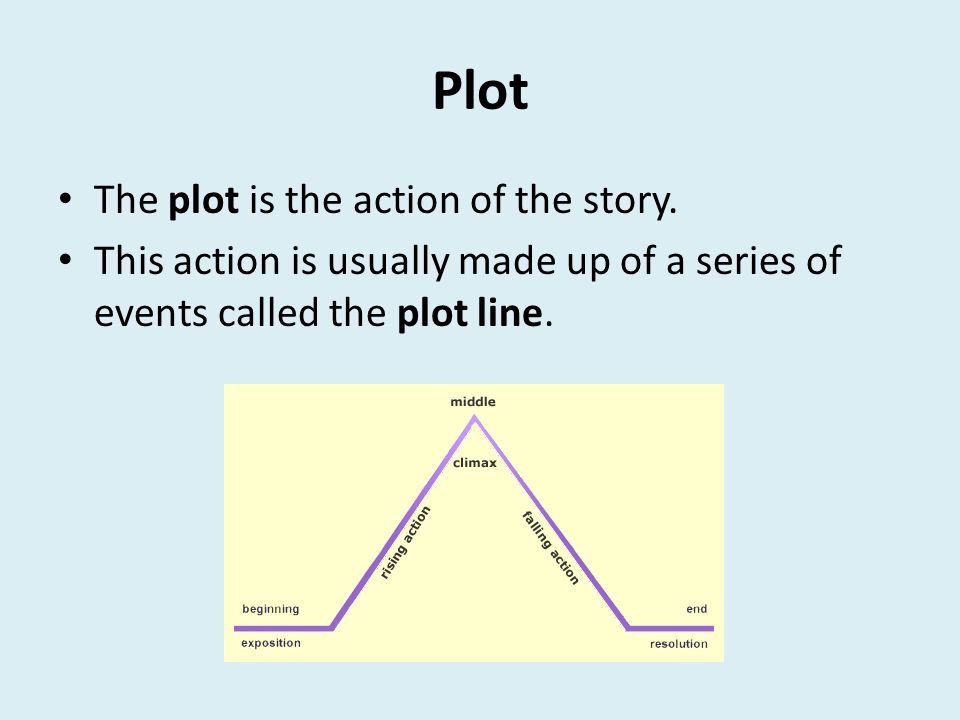 Plot The plot is the action of the story.