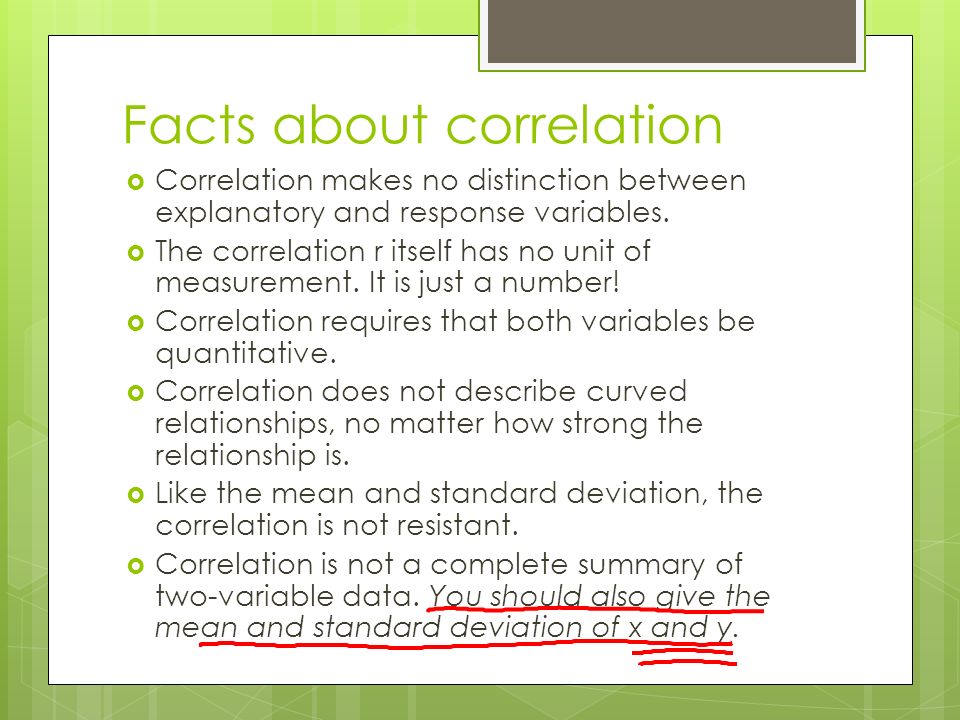 Facts about correlation