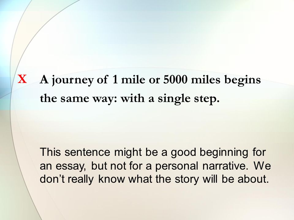 A journey of 1 mile or 5000 miles begins the same way: with a single step.