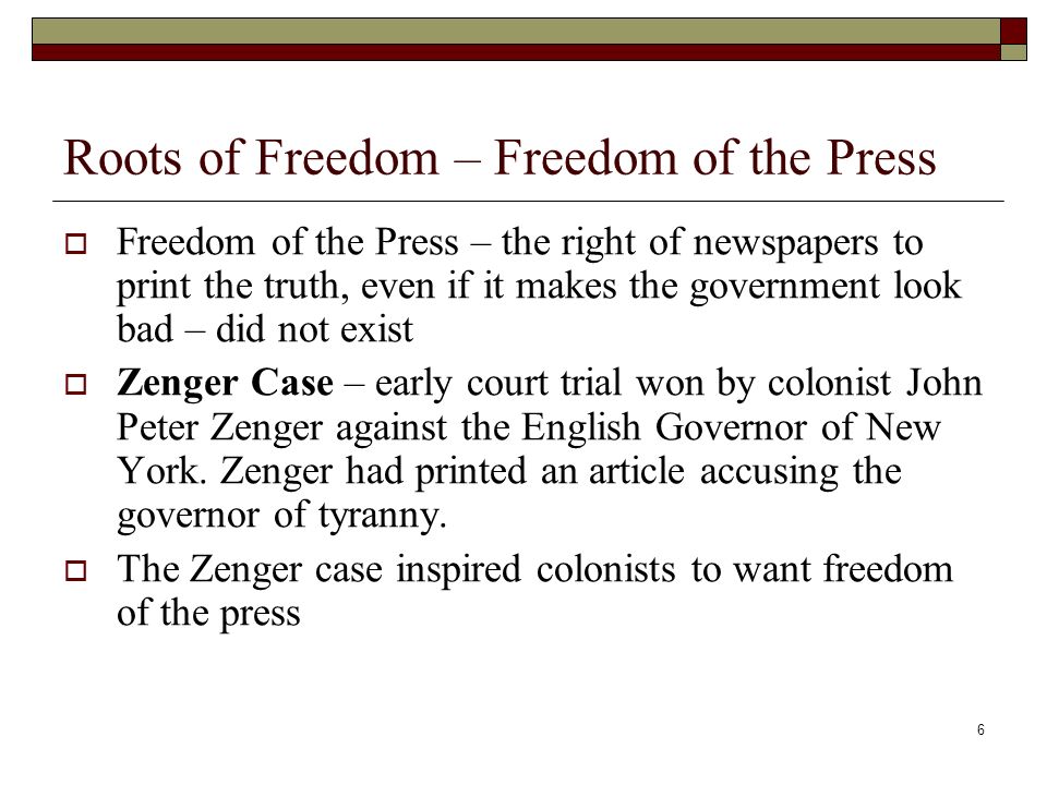 Roots of Freedom – Freedom of the Press