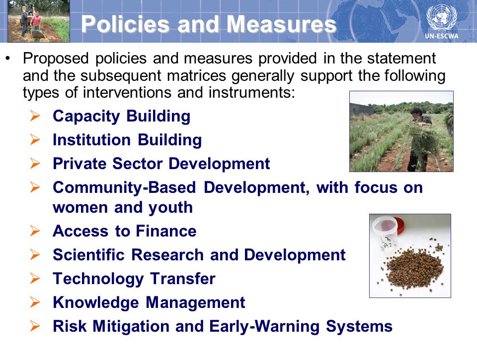 Policies and Measures Capacity Building Institution Building