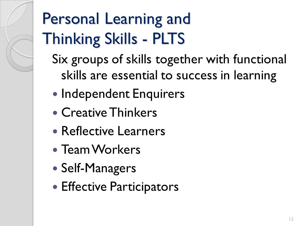 Personal Learning and Thinking Skills - PLTS