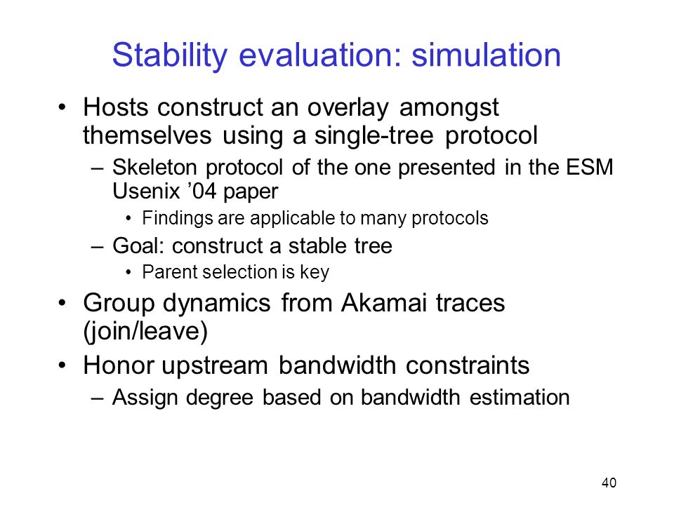 Stability evaluation: simulation