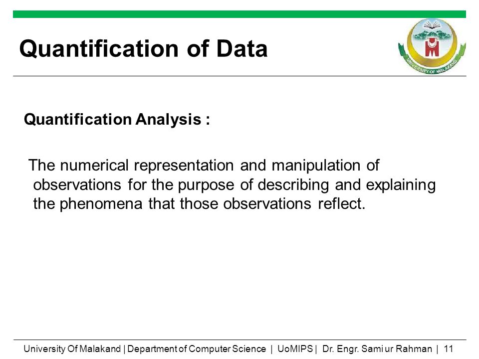 Quantification of Data