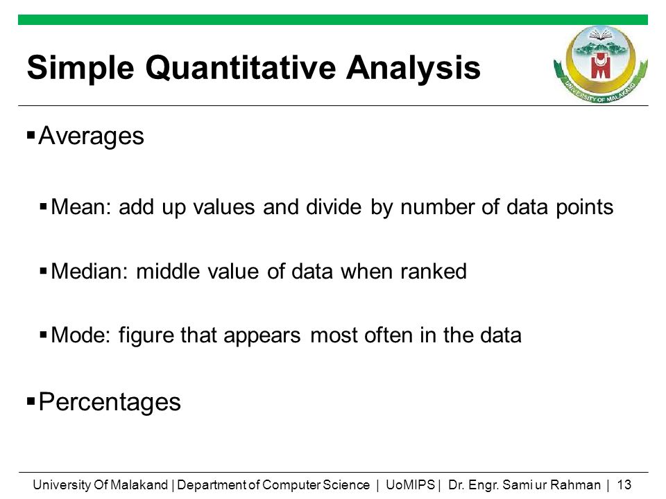 Simple Quantitative Analysis