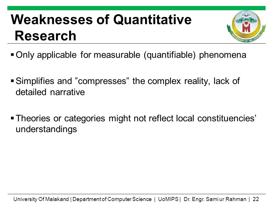 Weaknesses of Quantitative Research