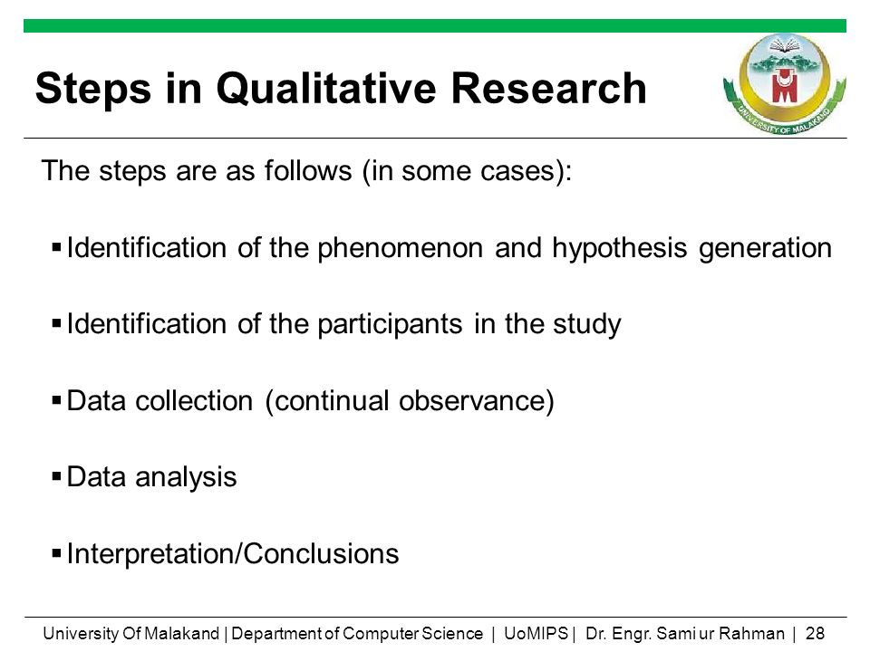 Steps in Qualitative Research