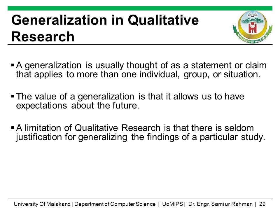 Generalization in Qualitative Research