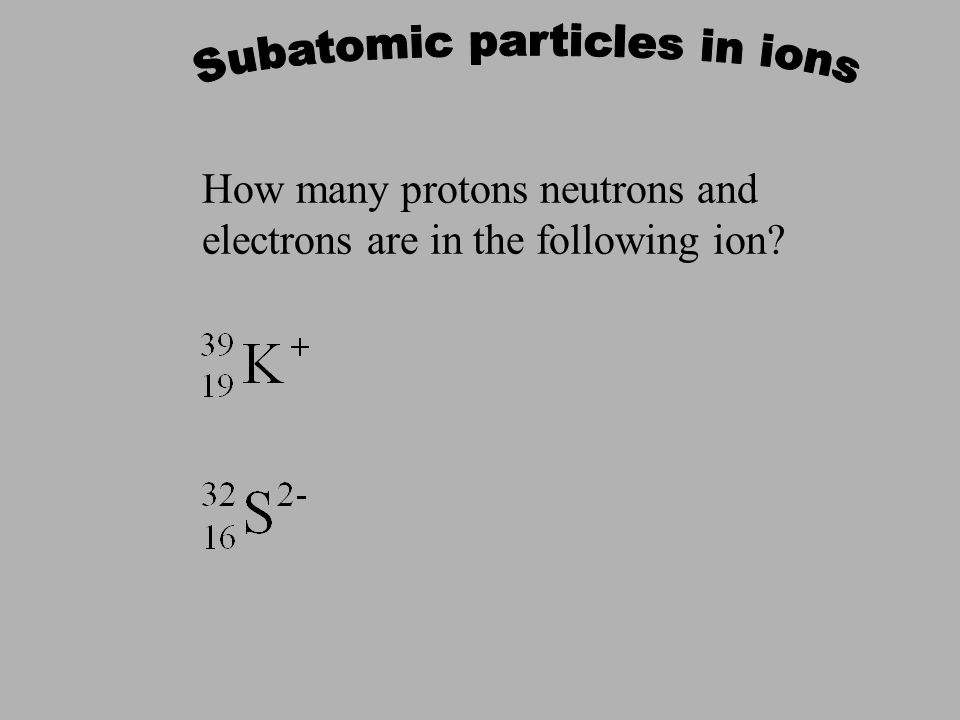 Subatomic particles in ions