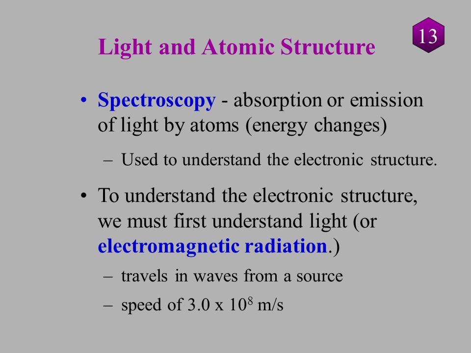 2.3 Atomic Theory Light and Atomic Structure 13