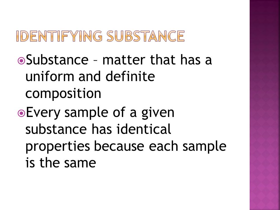 Identifying substance
