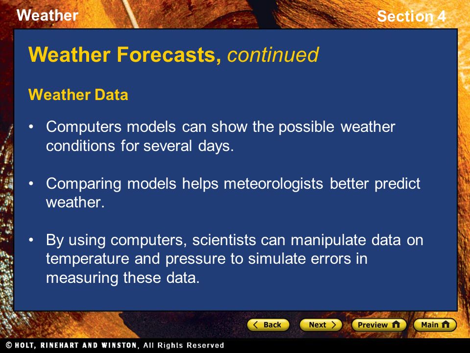 Weather Forecasts, continued