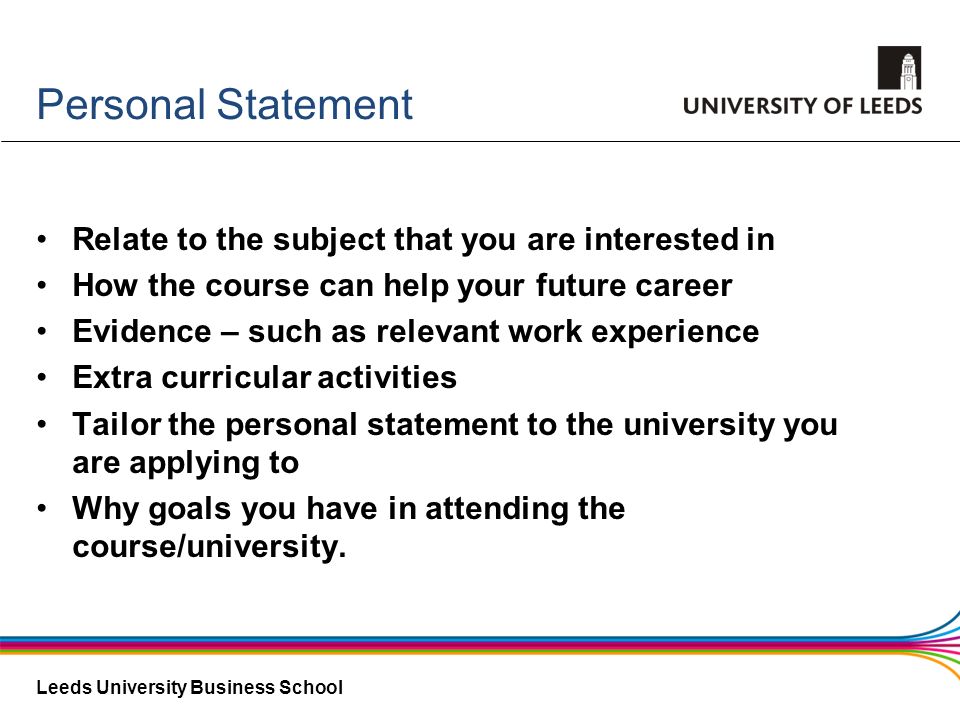 Personal Statement Relate to the subject that you are interested in
