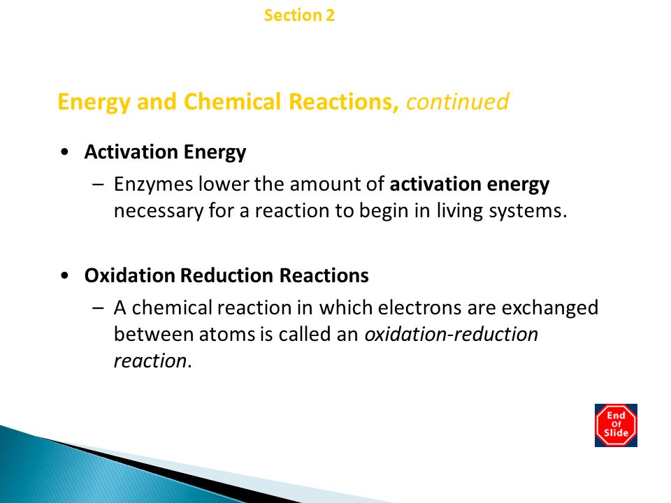 Energy and Chemical Reactions, continued