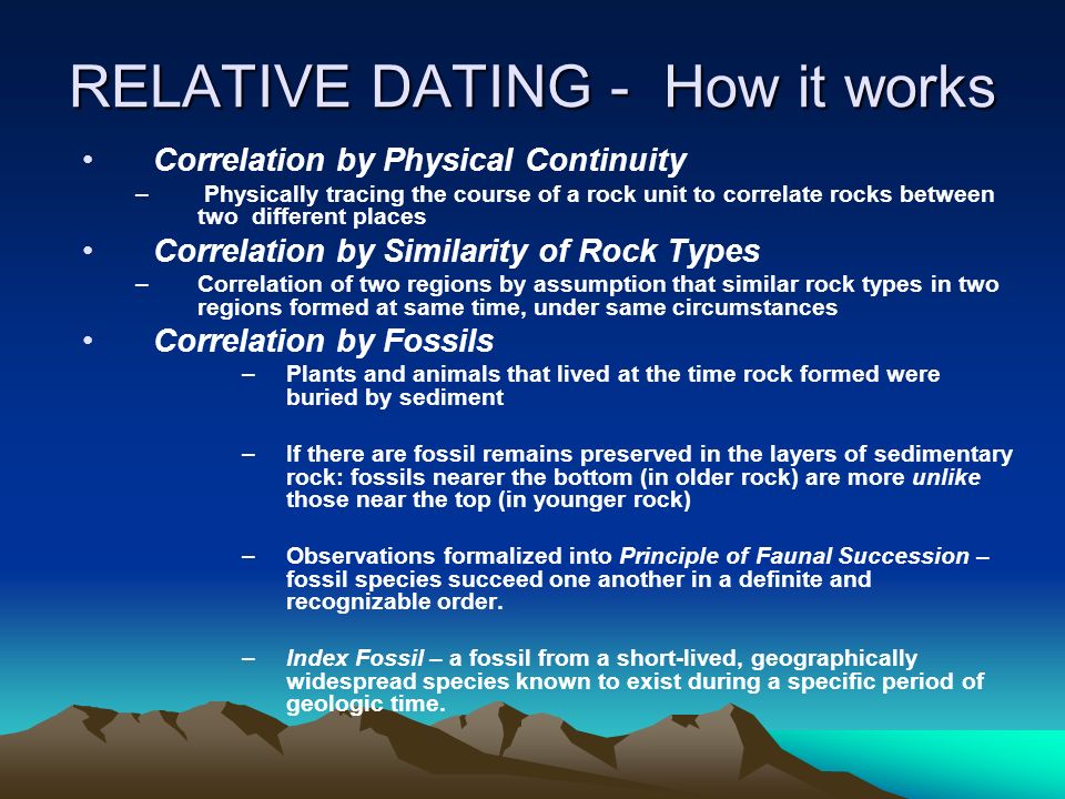 What techniques do relative dating used to place fossils in their place in geologic time