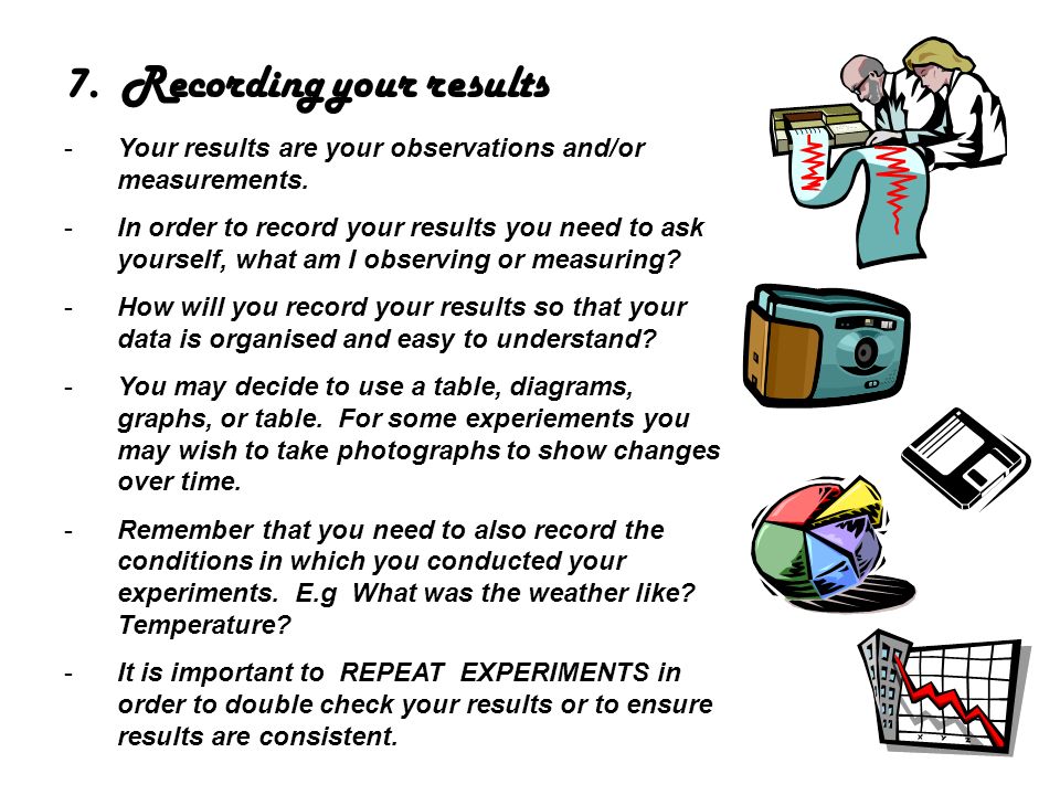 7. Recording your results