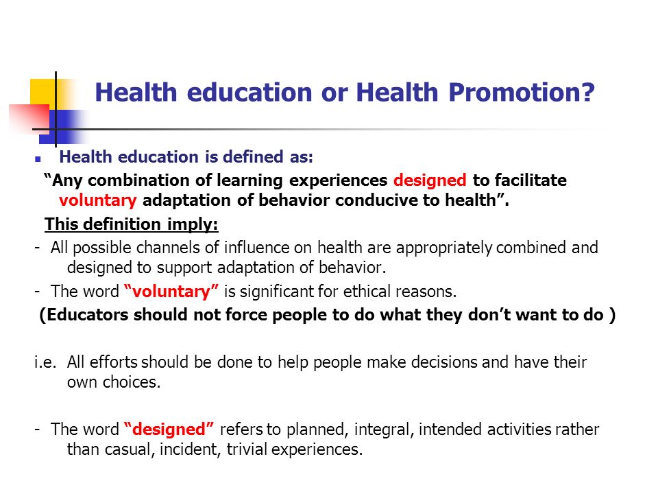 Health education or Health Promotion