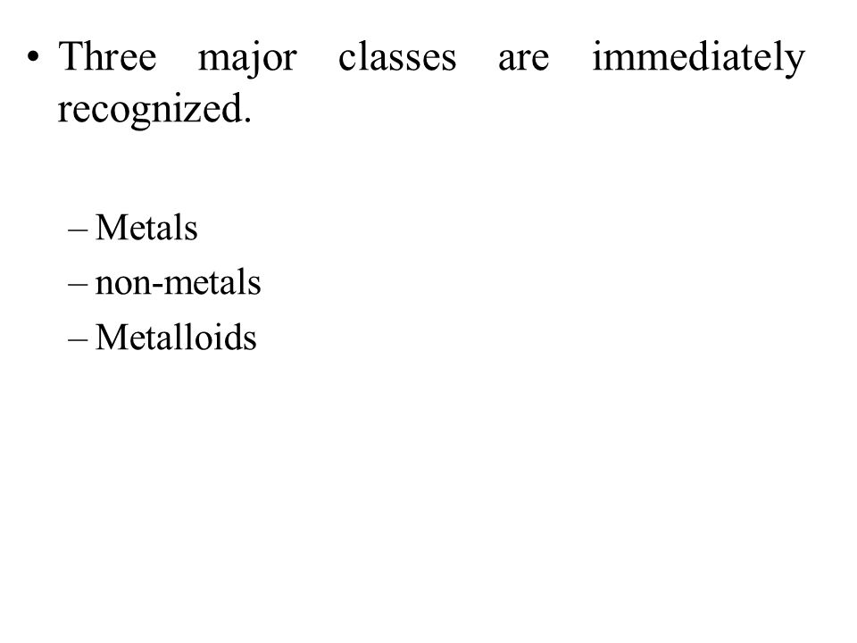 Three major classes are immediately recognized.