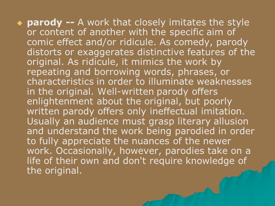 Allegory The device of using character and/or story elements