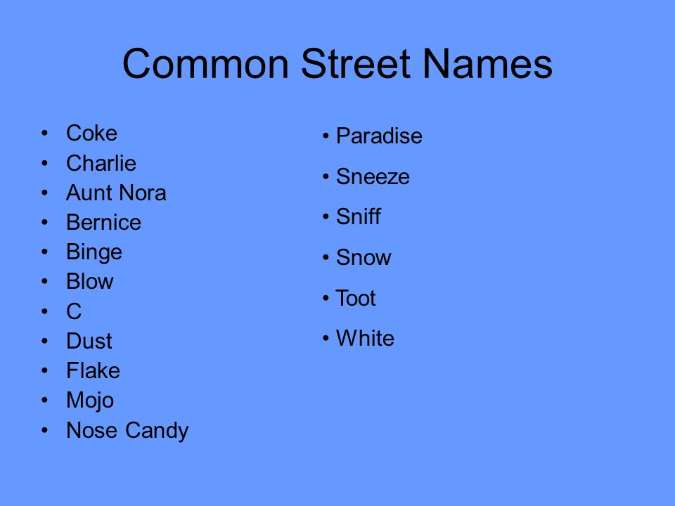 5 street names for cocaine