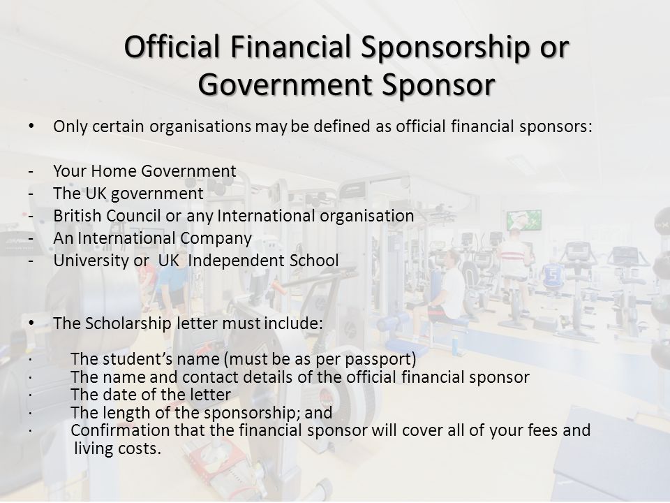 Official Financial Sponsorship or Government Sponsor