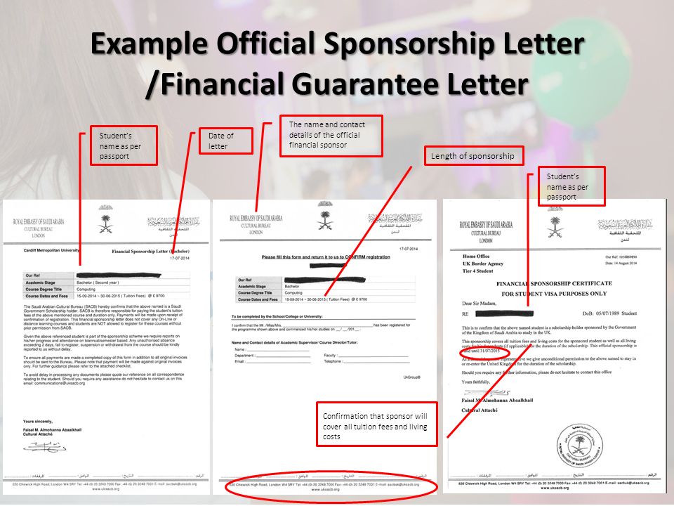 Example Official Sponsorship Letter /Financial Guarantee Letter