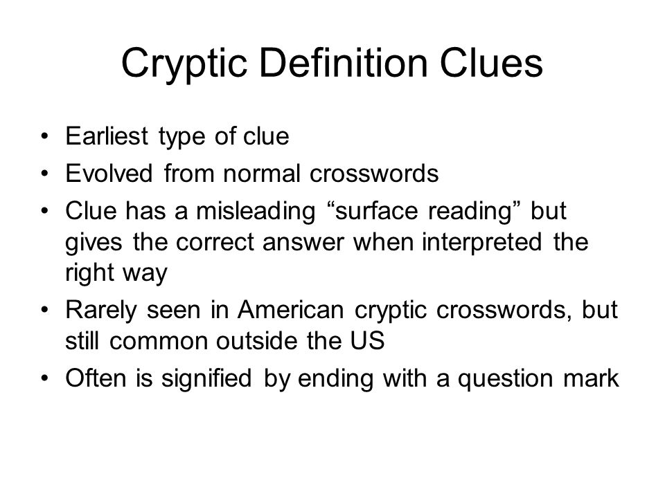Introduction To Cryptic Crossword Clues Ppt Video Online Download