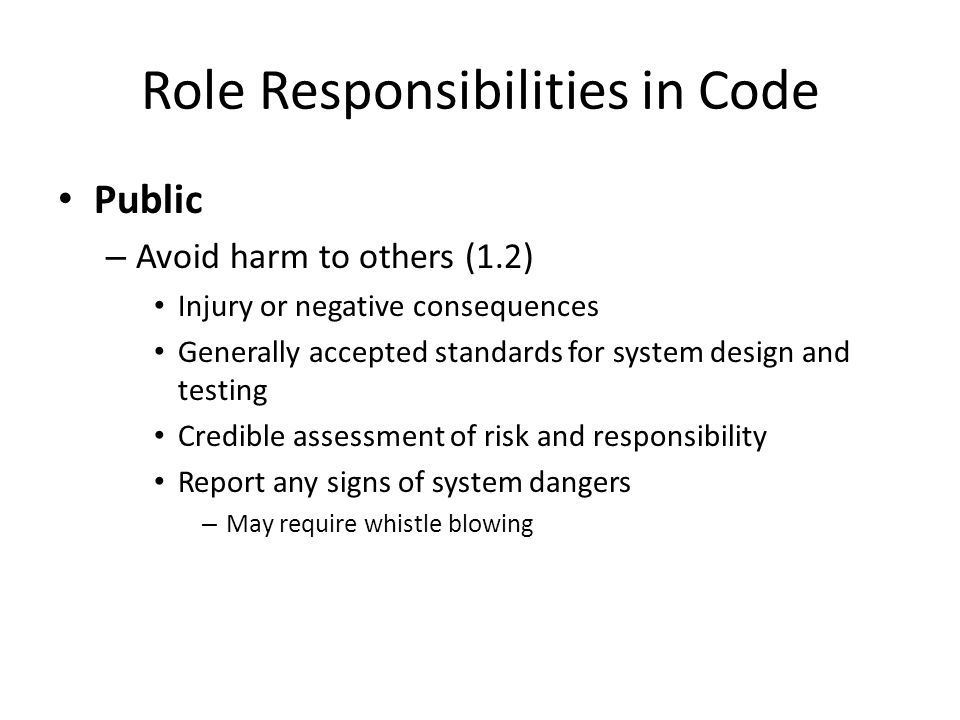 Role Responsibilities in Code