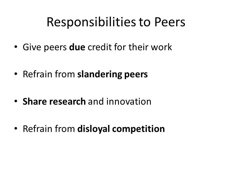 Responsibilities to Peers